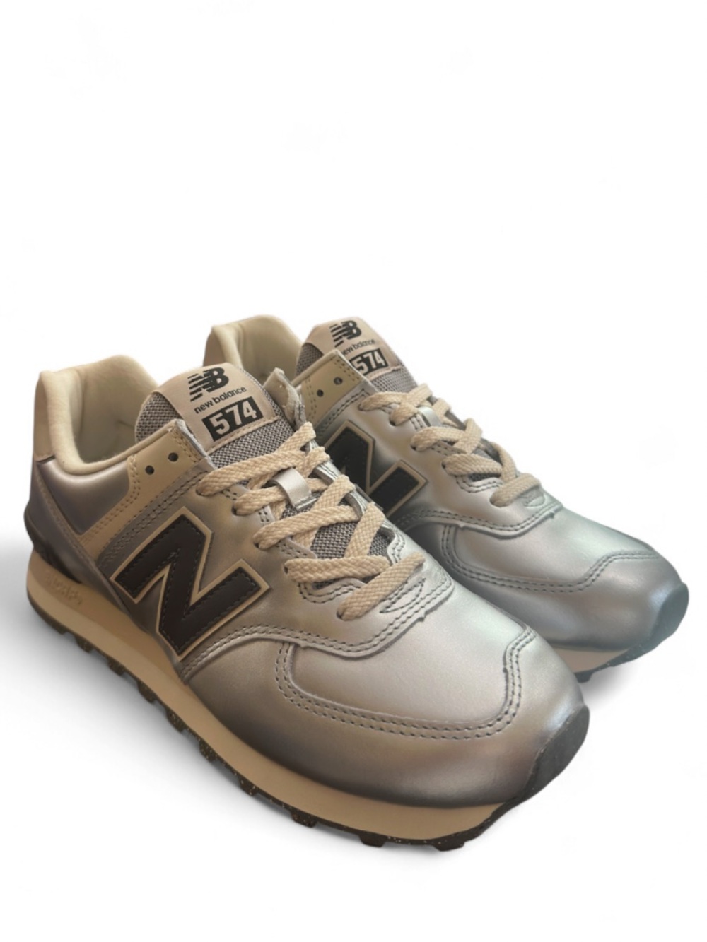 New Balance 574 Classics Shoes Metallic Silver Size US 9.5 Women’s (NEW)